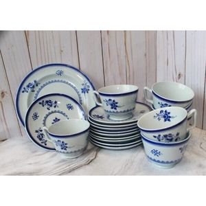 Spode England Y2649 GLOUCESTER BLUE & GOLD Teacup / saucer / bread plate set